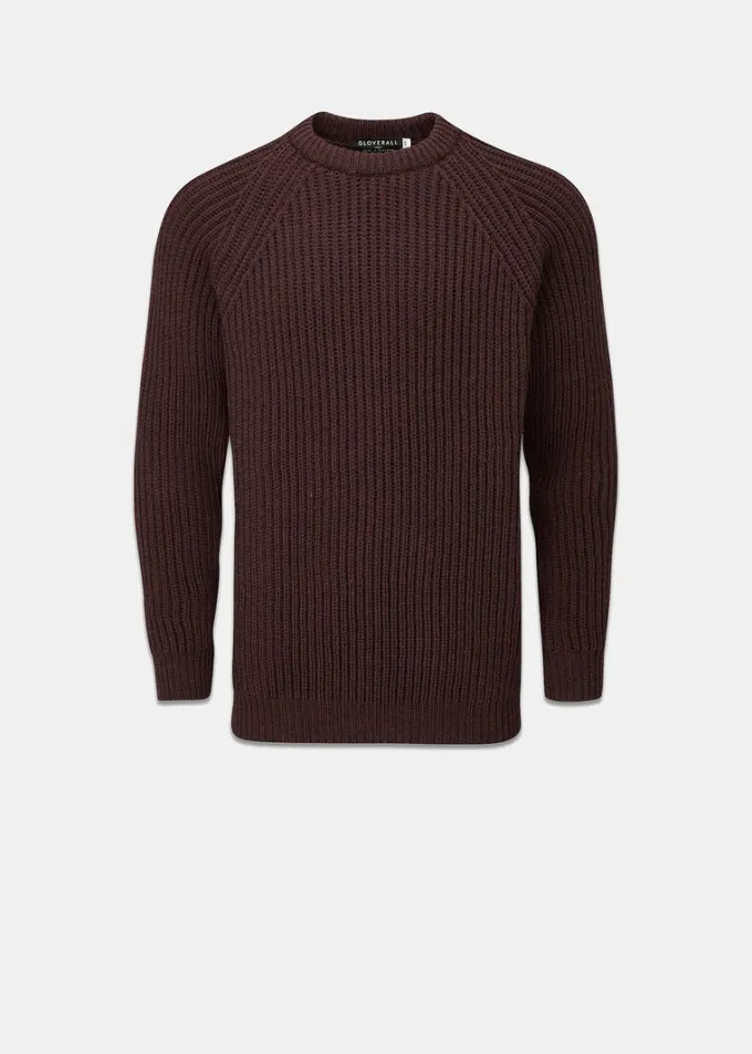 Knitwear & Tops*Gloverall Fisherman Jumper Burgundy