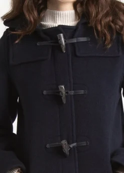 Duffle Coats*Gloverall Long Slim Fit Duffle Coat Navy Black Watch