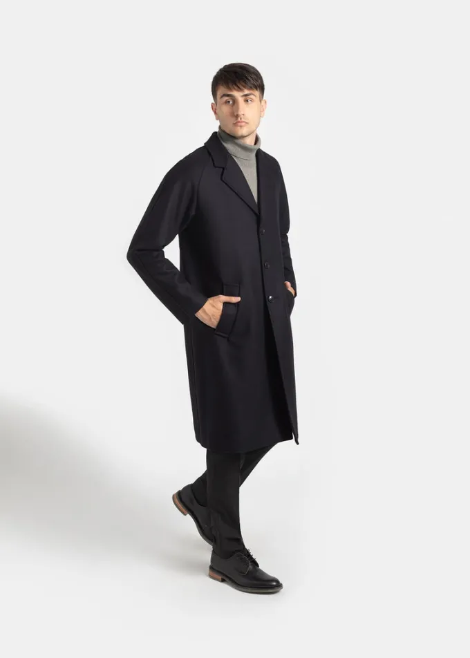 Overcoats*Gloverall Men's Chesterfield Refined Navy