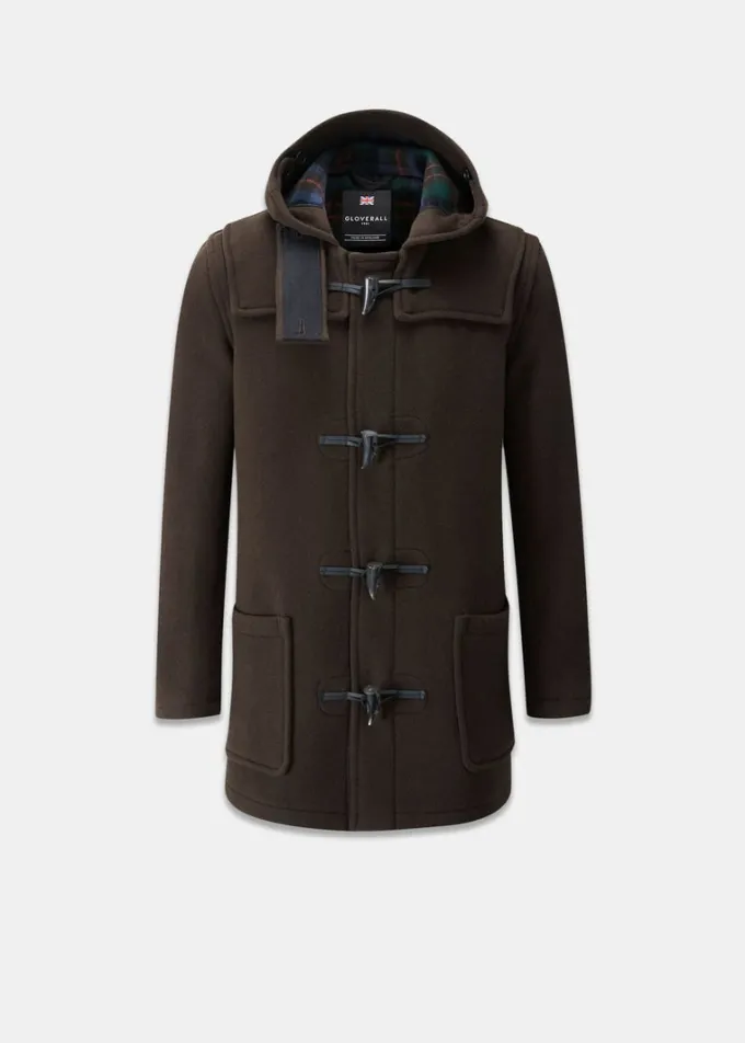Duffle Coats*Gloverall Mid Length Duffle Coat Brown Tartan