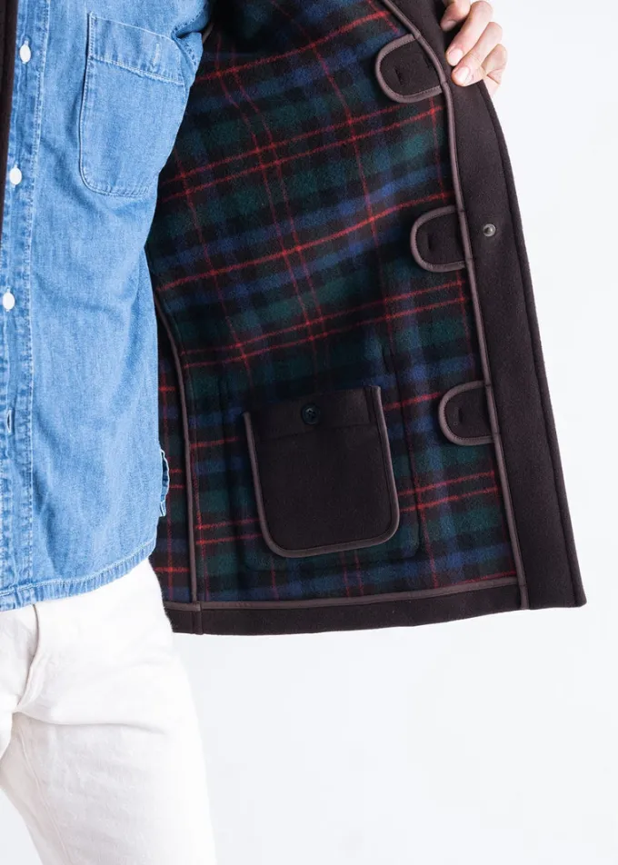 Duffle Coats*Gloverall Mid Length Duffle Coat Brown Tartan